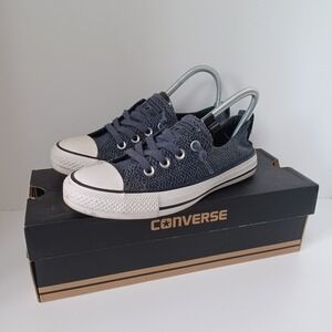 Converse Womens 7 CTAS Shoreline Slip Low Sneakers 558552F Black Gray‎ Sharkskin